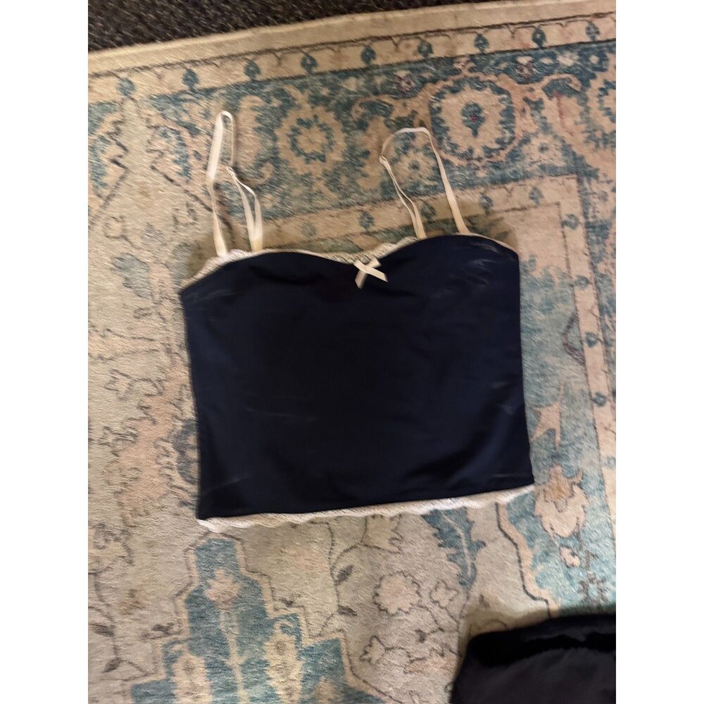 Edikted Navy Blue and White top with spaghetti straps